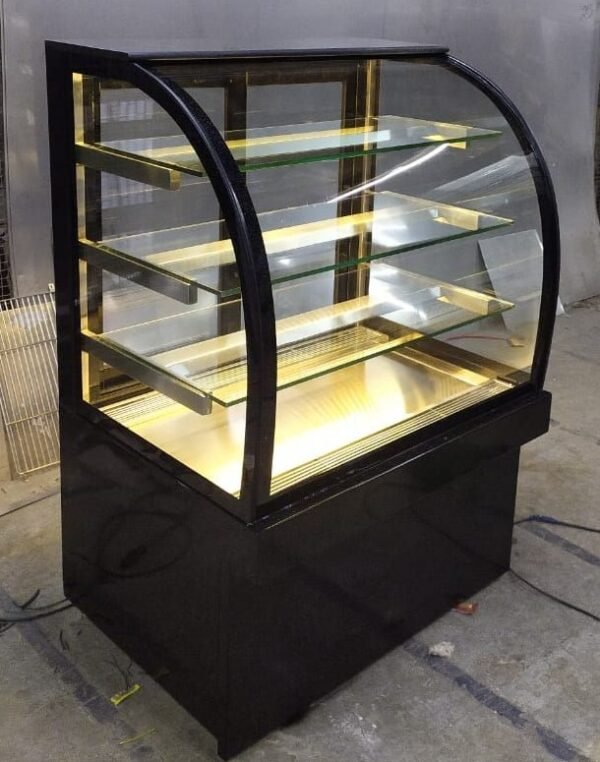 Cold Curve Display Counter with Black Powdercoated Below Size (LXWXH) 36"X24"X50" Base + 3 Shelf