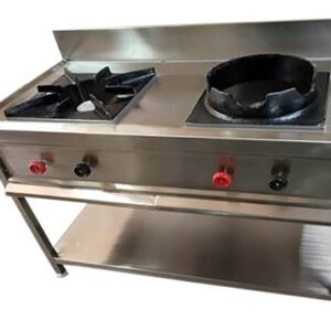Two Burner Indian & Chinese Gas Range with 1 Under Shelf Size (LXWXH) 48"X24"X34"+6", Casting 16"X16"