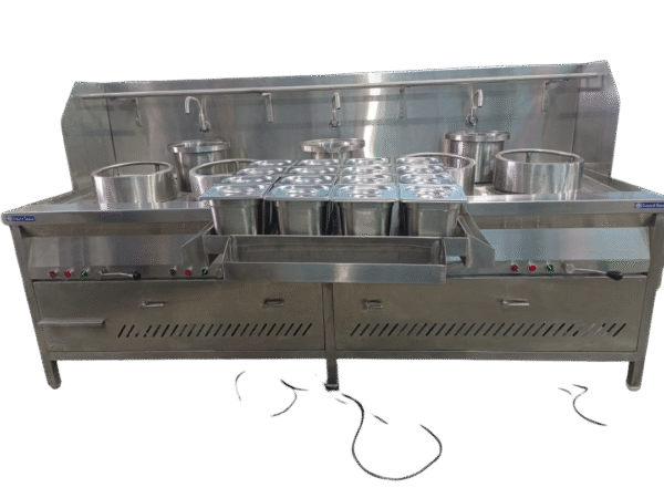 Hi Pressure Chinese Wok with Blower & 4 Burners Size (LXWXH) 100"X44"X32"+20"