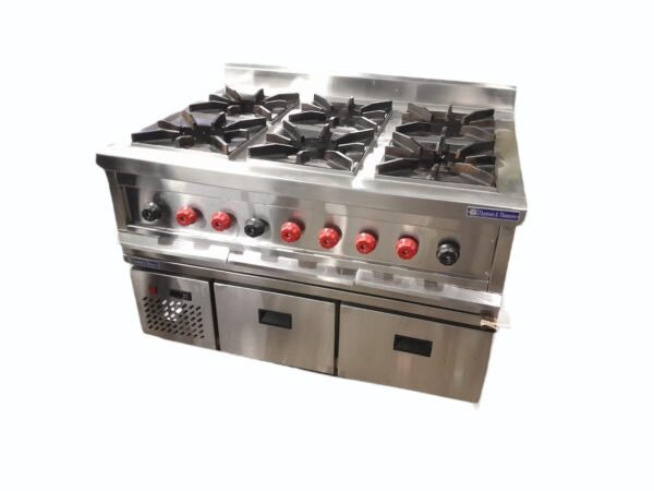 Six Burner Gas Range with Drawer Refrigerator Below Size (LXWXH) 48"X36"X32"+4"