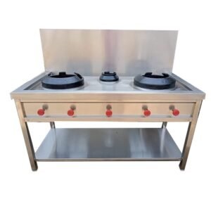 Two Plus One Chinese Burner Gas Range with 1 Under Shelf Size (LXWXH) 60"X30"X30"+16" Inches