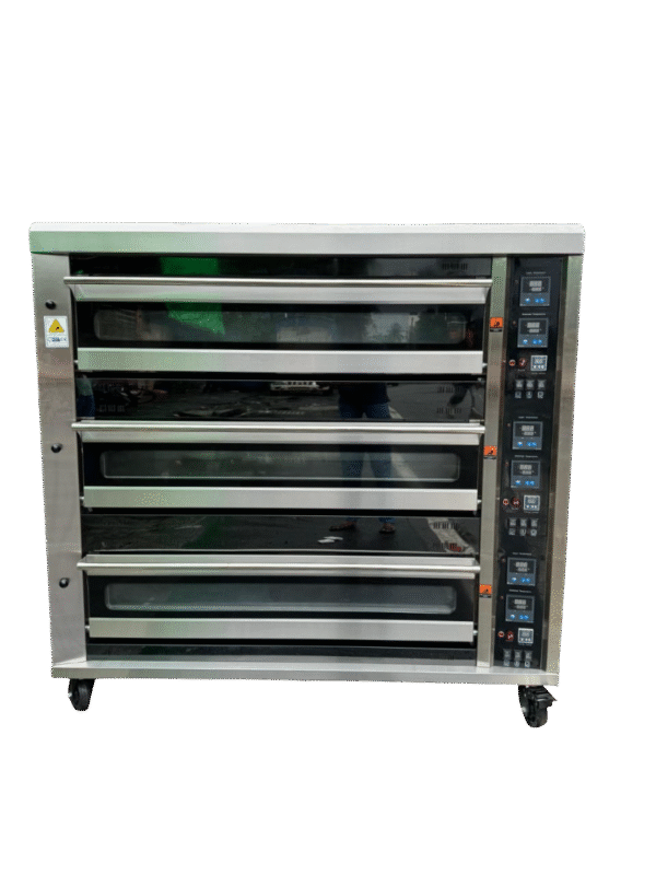 Ecolane Three Deck 12 Tray Gas Oven Digital Timer & Temp. Controller, Size (LXWXH): 73"X53"X76", Tray Size : 16"X24"